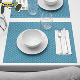 IKEA GALLRA Place mat, blue/patterned 45x33 cm -403.927.27