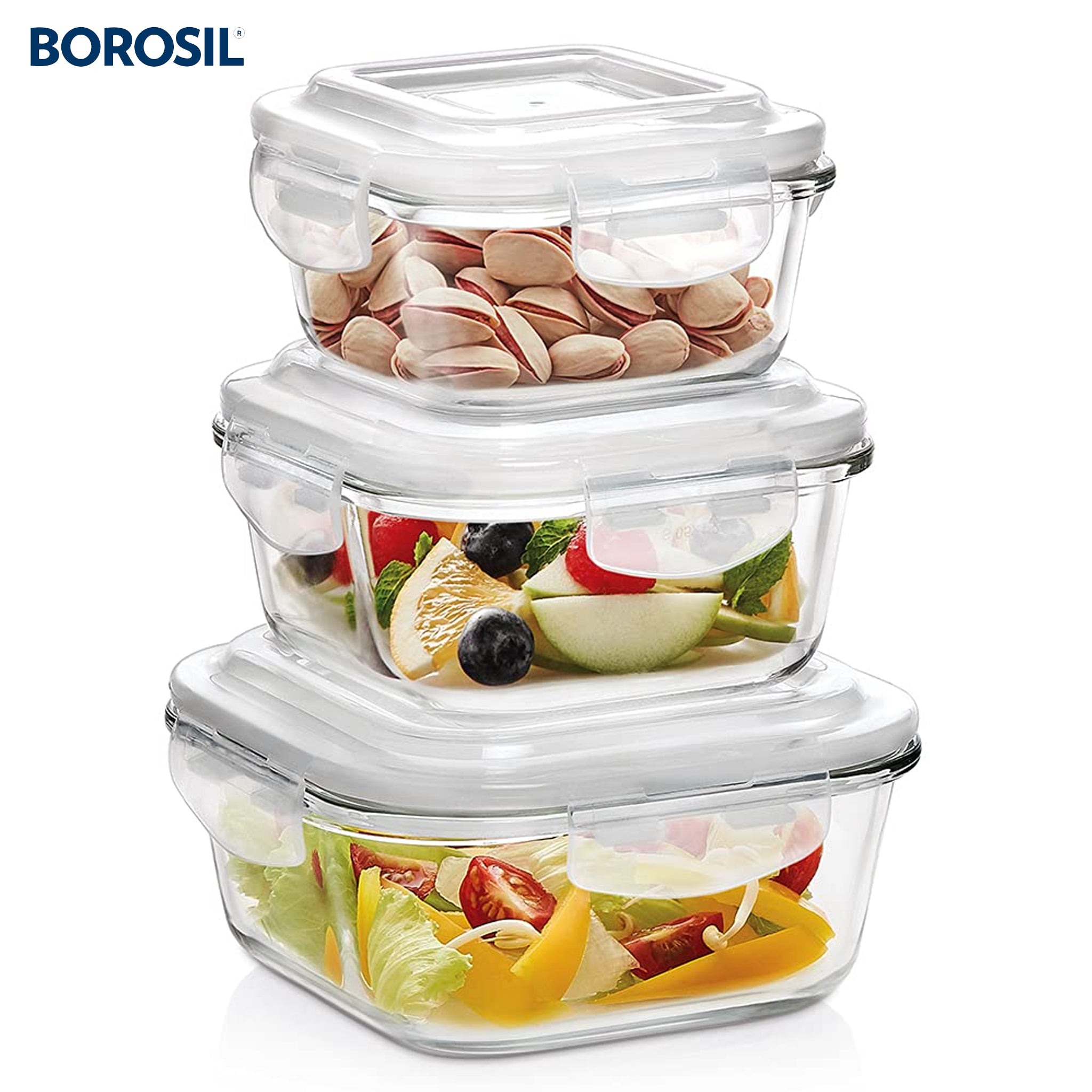 Borosil Klip n Store Square Set of Glass Container – SlymFitting