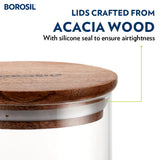 Borosil Classic Jar with Wooden Lid 1.2 L