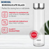 Neo Borosilicate Glass Bottle - Silver Lid 550 ml