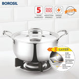 Borosil Cook fresh Triply Casserole (Steel Handle + Lid) 2.1 L