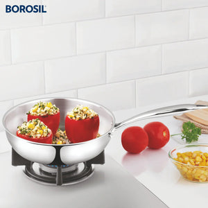 Borosil Cookfresh Triply Frying Pan (Steel Handle) Full Tri-Ply Body 1.3 L
