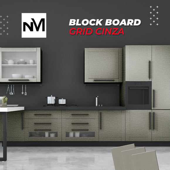 Melamine Block Board - NM4204 - GRID CINZA