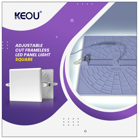 KEOU Adjustable Cut Frameless LED Panel Light - 18w - Square