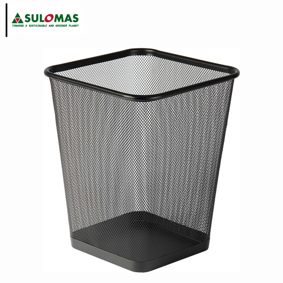 Sulomas Square Metal Wire Waste Bin~Black~SUGO12-BK