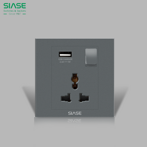SIASE Switched Universal Socket with USB - 250V 1Gang 13A - Grey - VR035