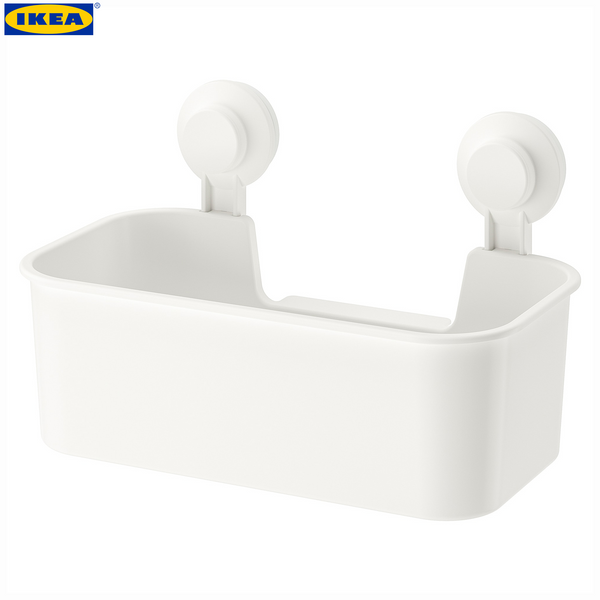 TISKEN Basket with suction cup, white - IKEA