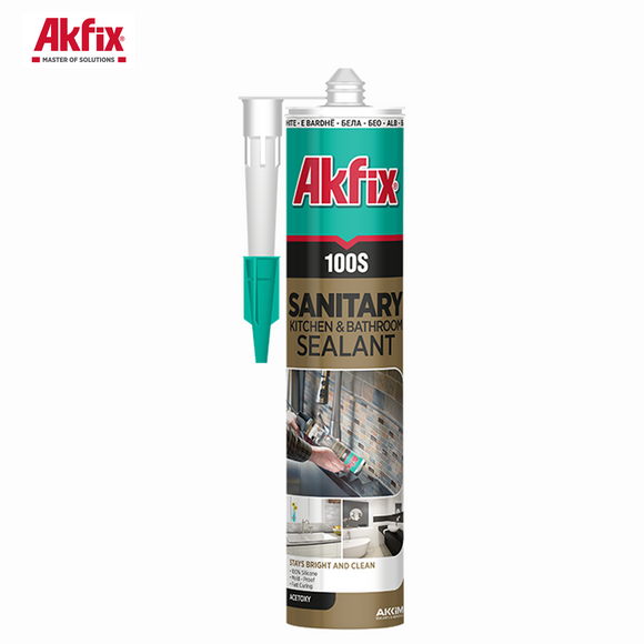 Akfix 100S Sanitary Kitchen & Bathroom White Silicone - 280ml
