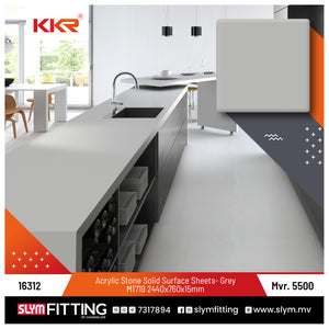 KKR Acrylic Stone Solid Surface Sheets KKR-M1719 - Plain Grey